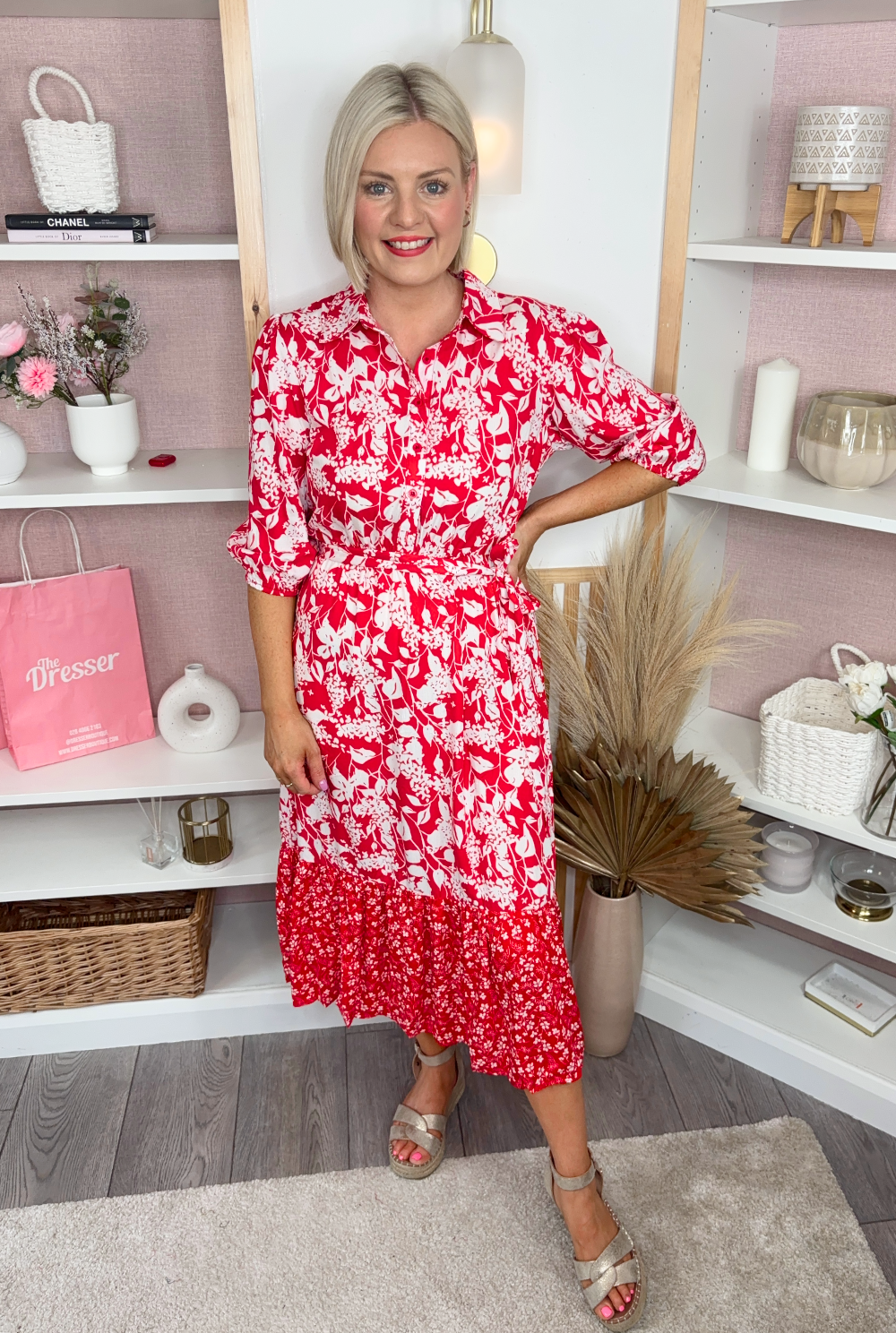 Forest Red Midi Dress