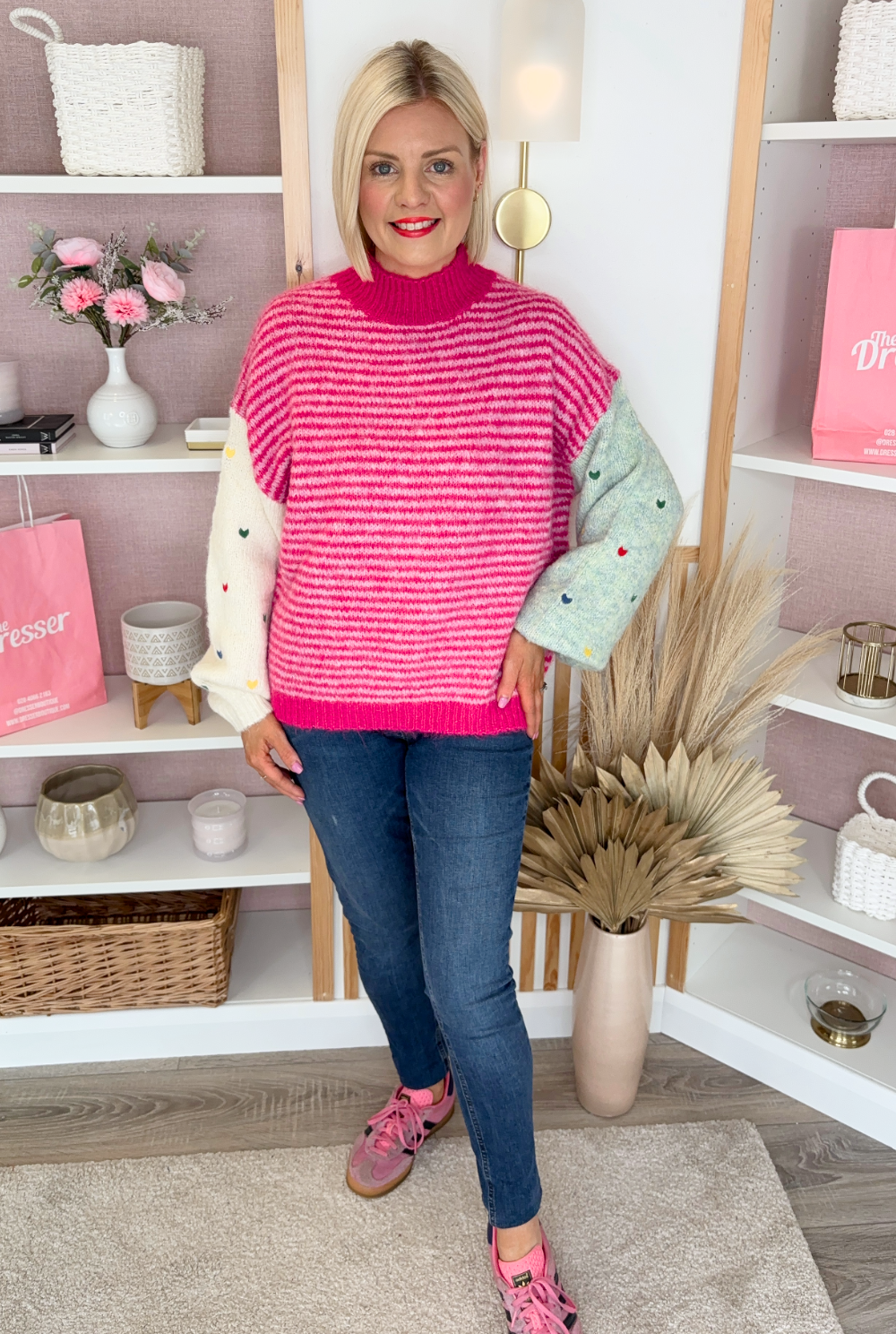 Gina Contrasting Knit (Fuchsia)