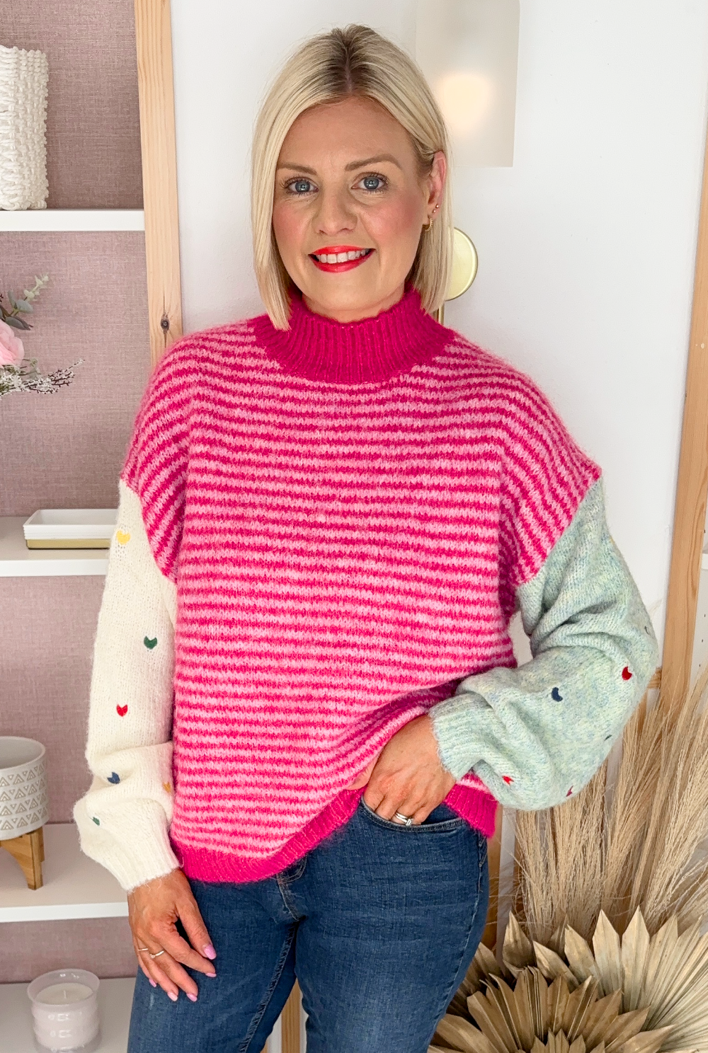 Gina Contrasting Knit (Fuchsia)