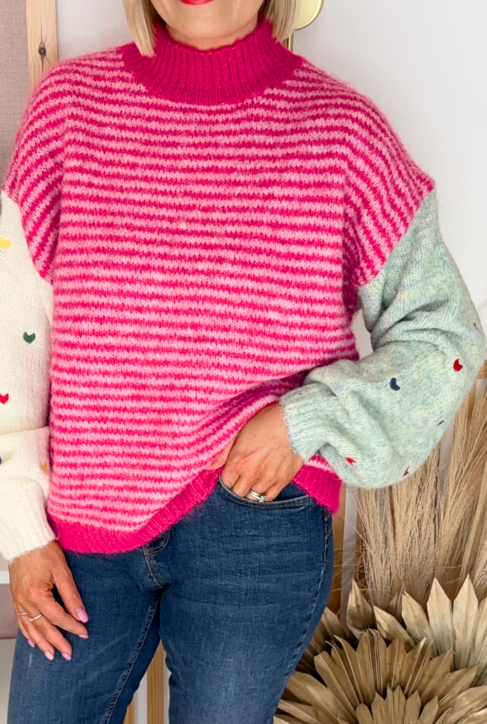 Gina Contrasting Knit (Fuchsia)