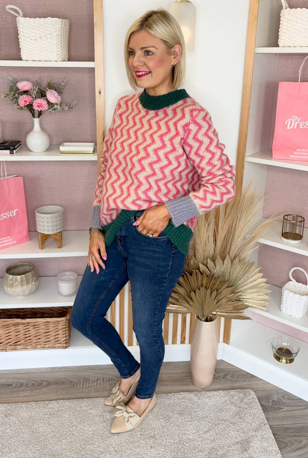 Green/Pink Chunky Knit