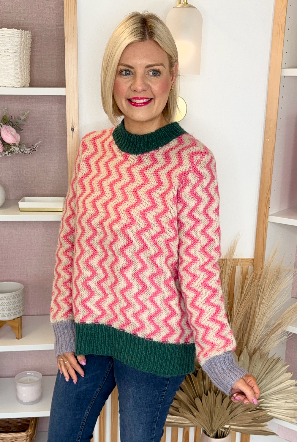 Green/Pink Chunky Knit