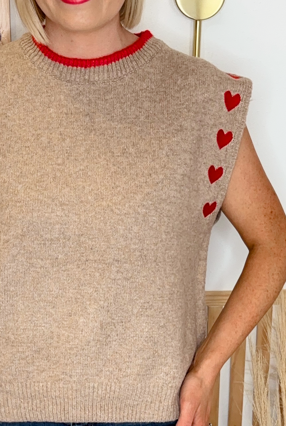 Heart Sweater Vest (Latte)