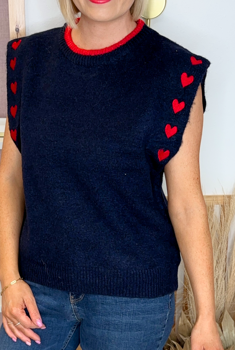 Heart Sweater Vest (Navy)