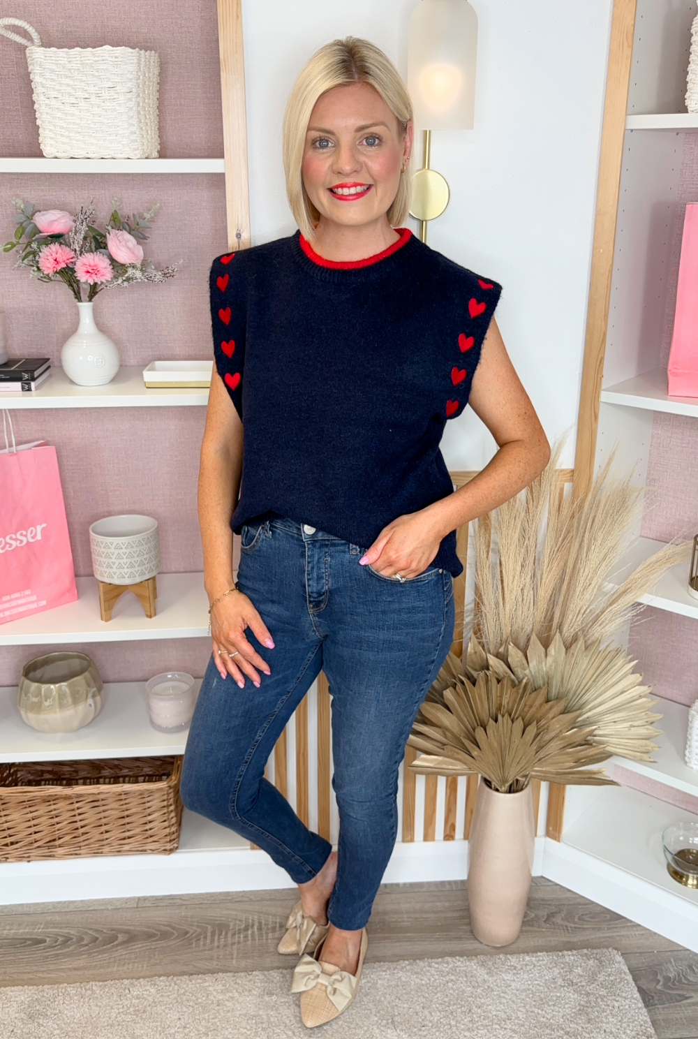 Heart Sweater Vest (Navy)