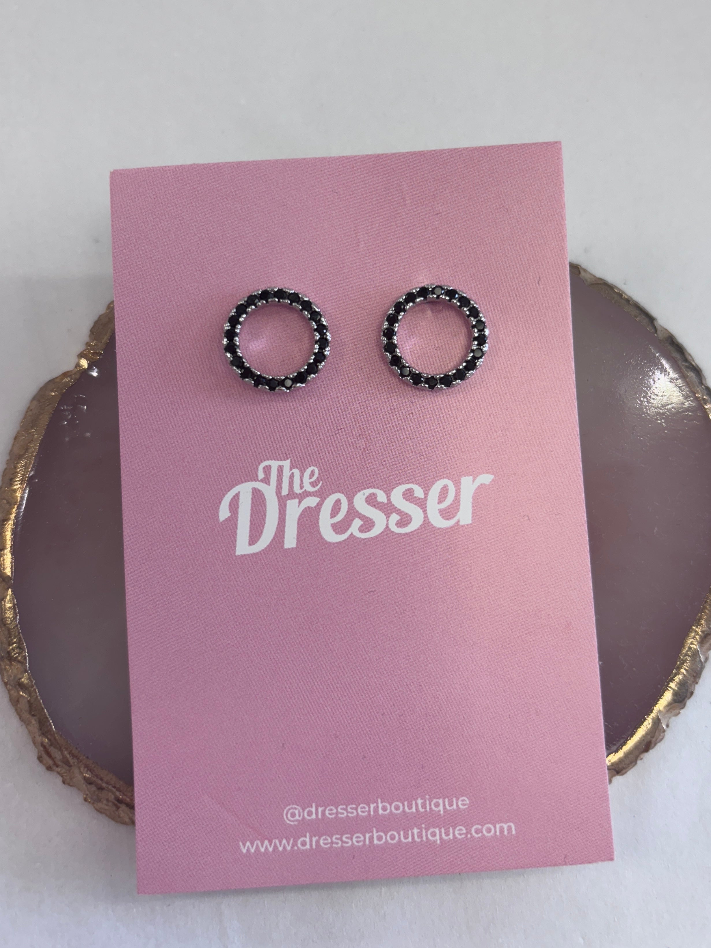 Jewelled Circle Stud (Black)