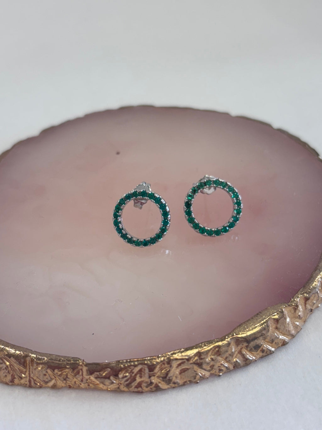 Jewelled Circle Stud (Green)