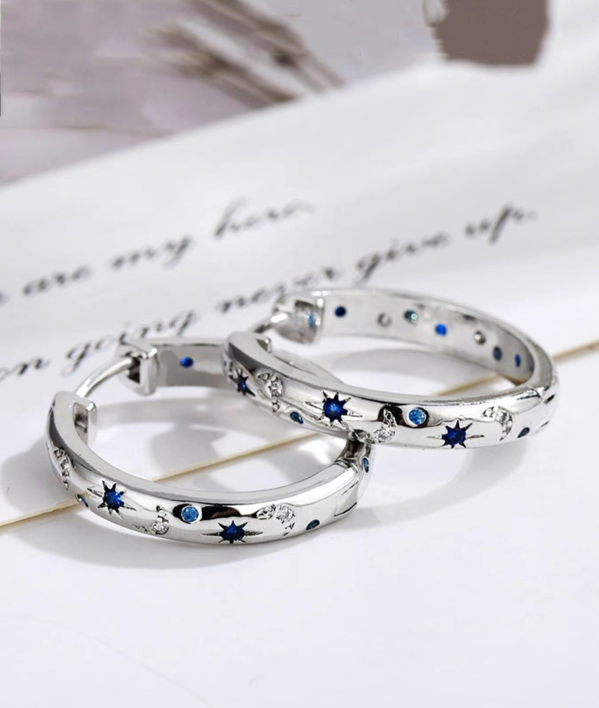 Star & Moon Huggie Earring (Silver)