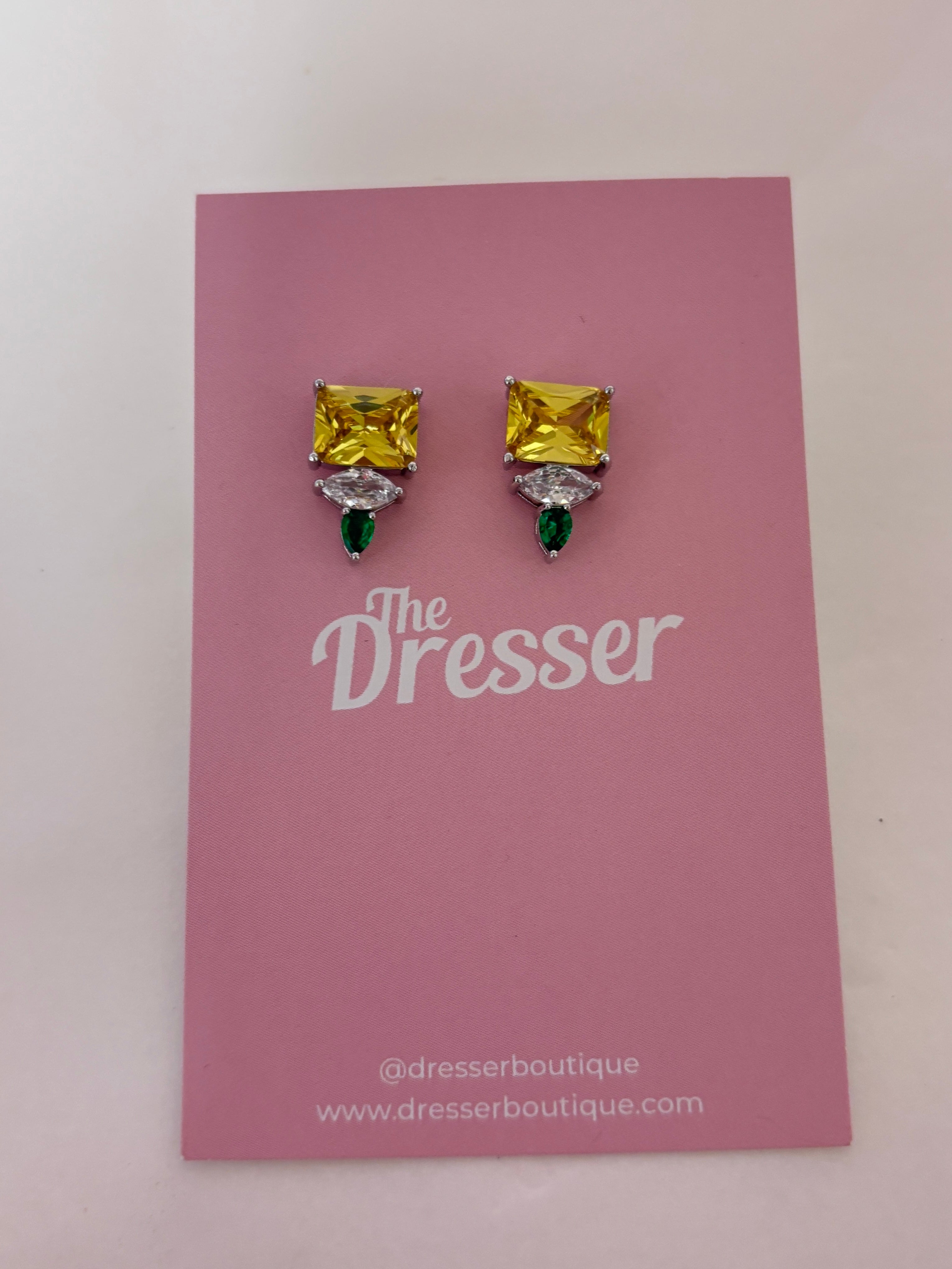 Yellow Gem Cluster Earring