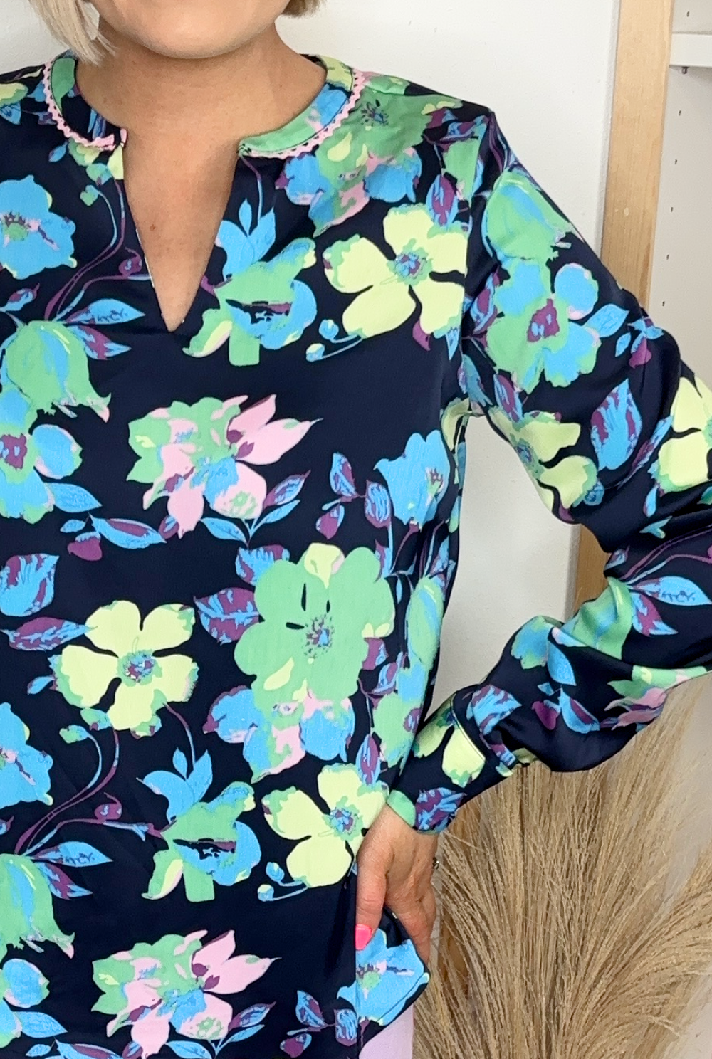 Indie Floral Blouse (Blue)
