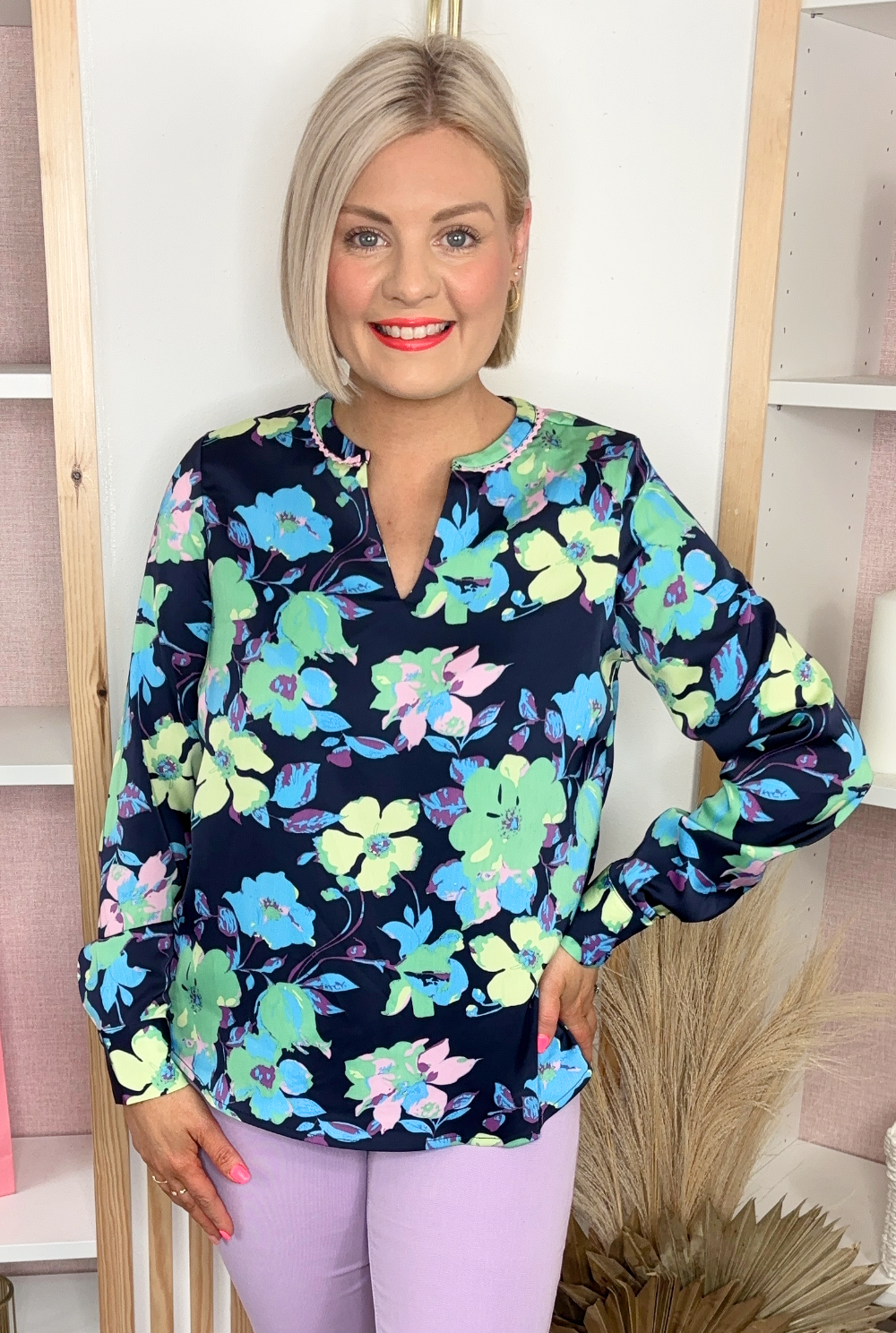 Indie Floral Blouse (Blue)