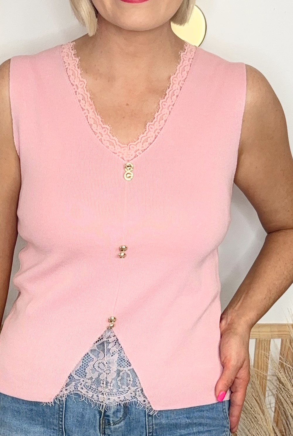 Lace Vest (Pink)