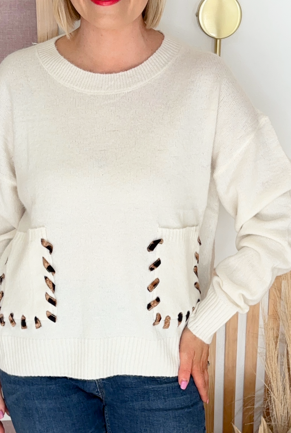 Leopard Trim Sweater