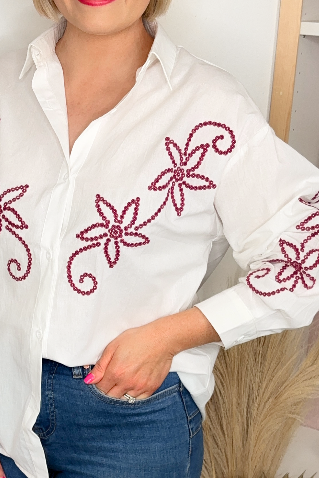 Lotus Embroidered Blouse
