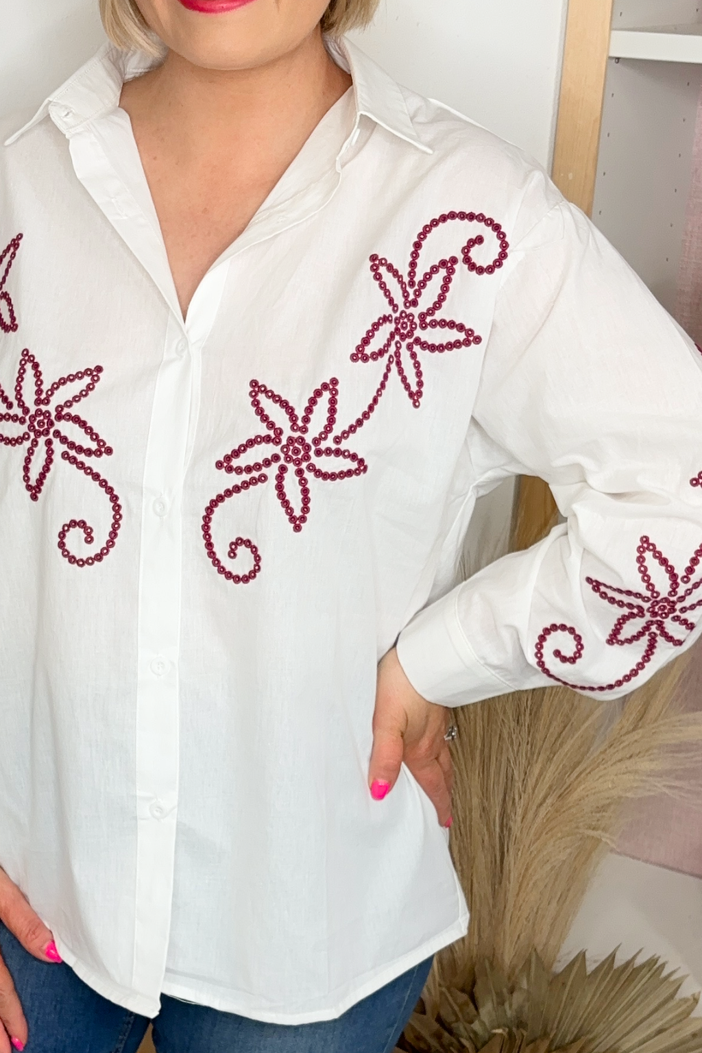 Lotus Embroidered Blouse