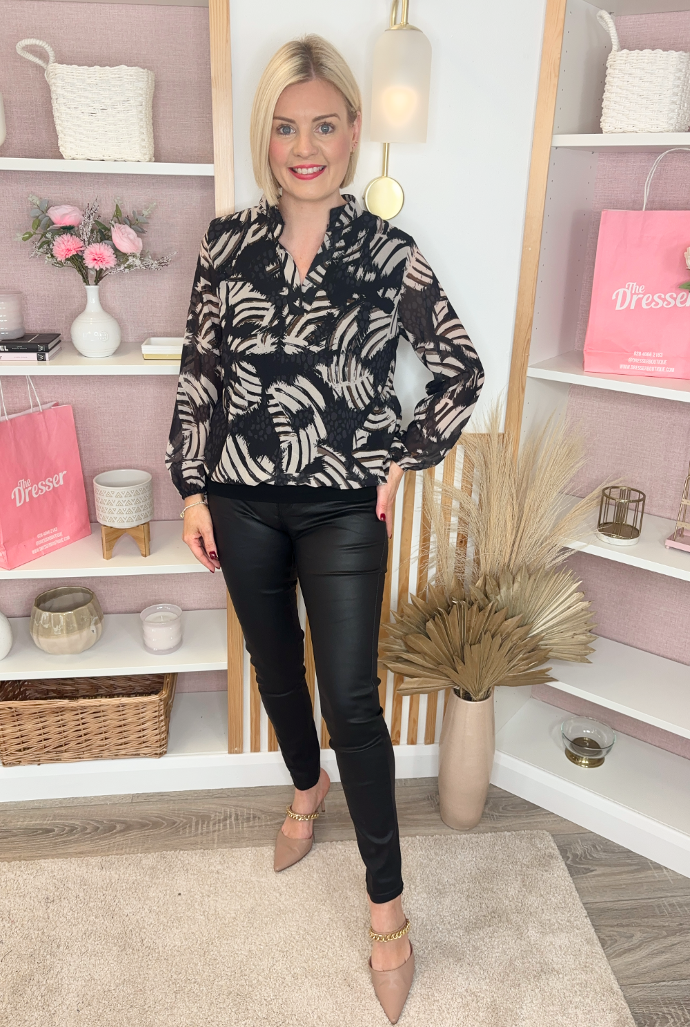 Faux Leather Shaper Jean (Black)