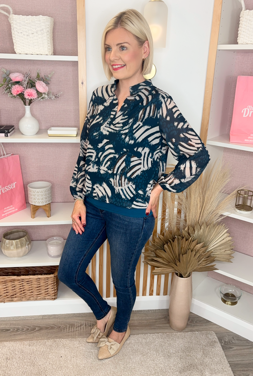 Luna Blade Banded Top (Petrol)