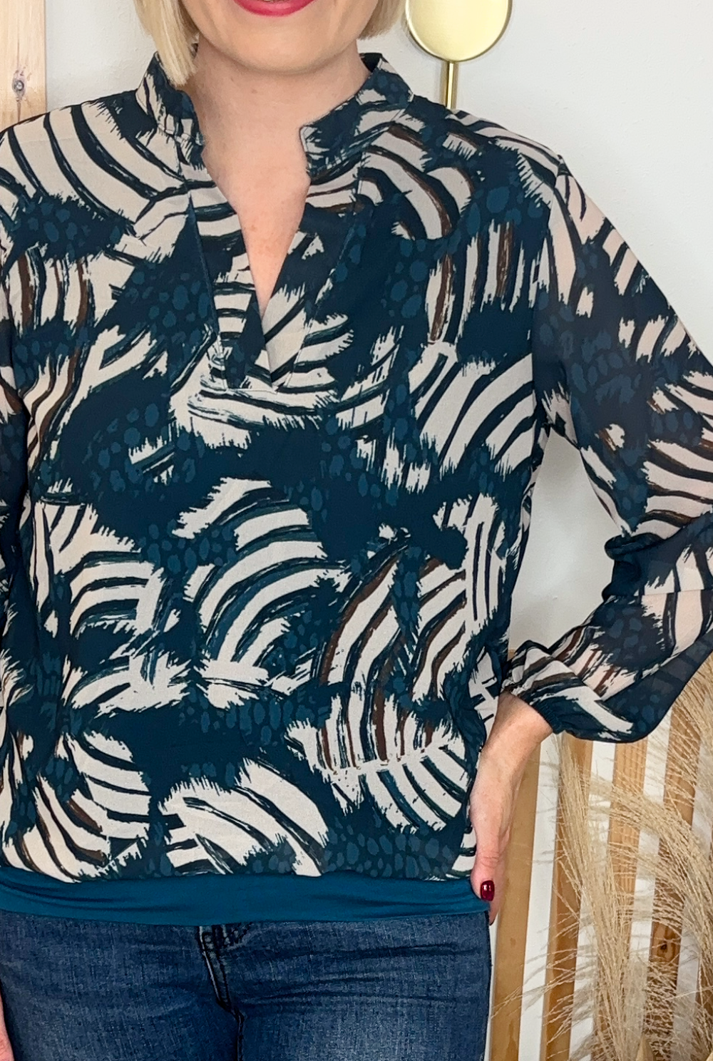 Luna Blade Banded Top (Petrol)