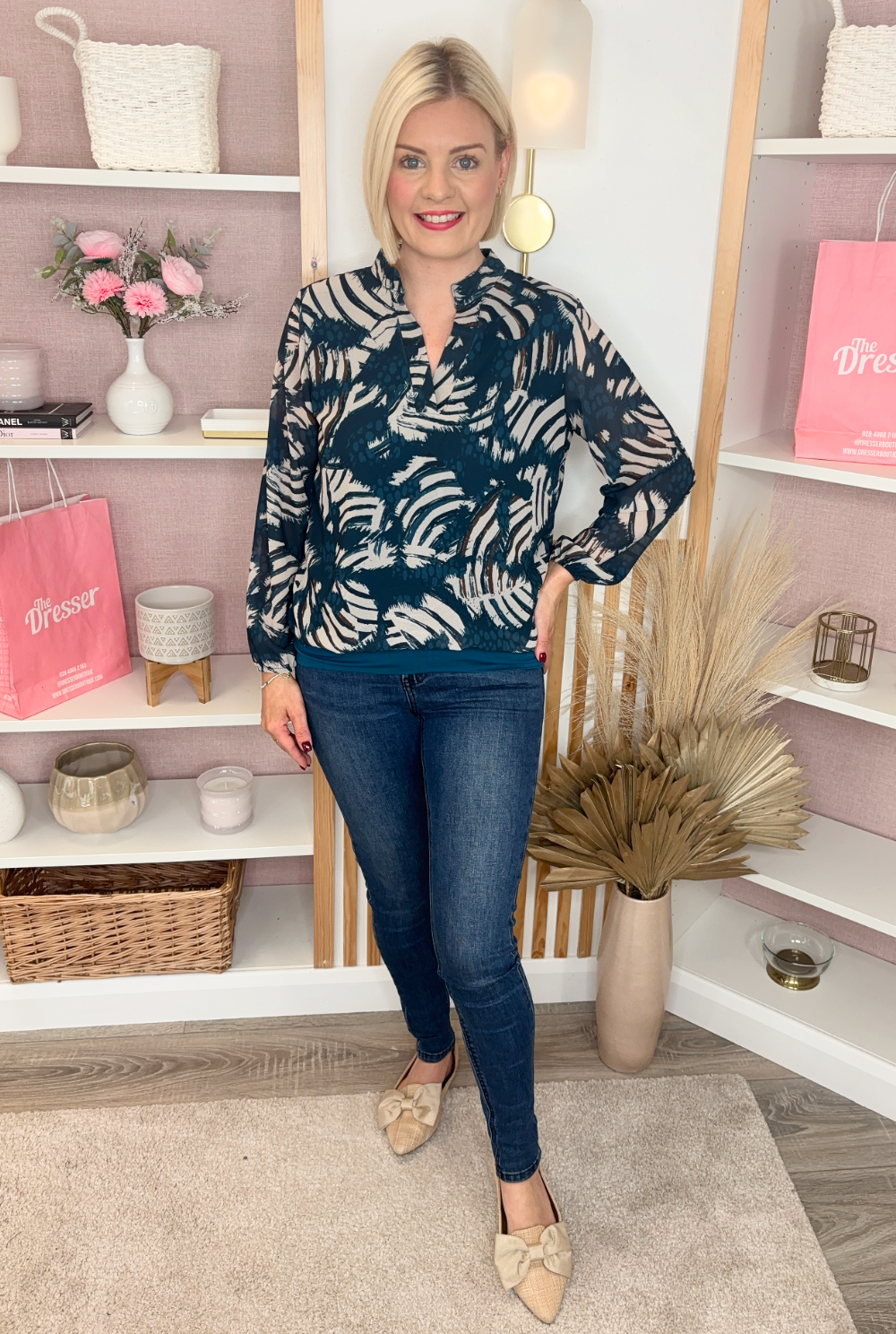 Luna Blade Banded Top (Petrol)