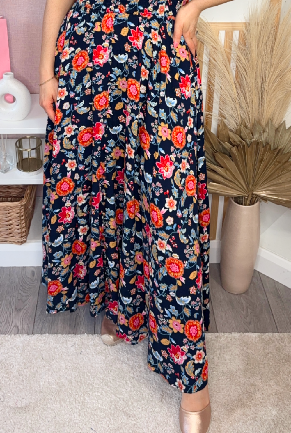 Monica Navy Floral Dress