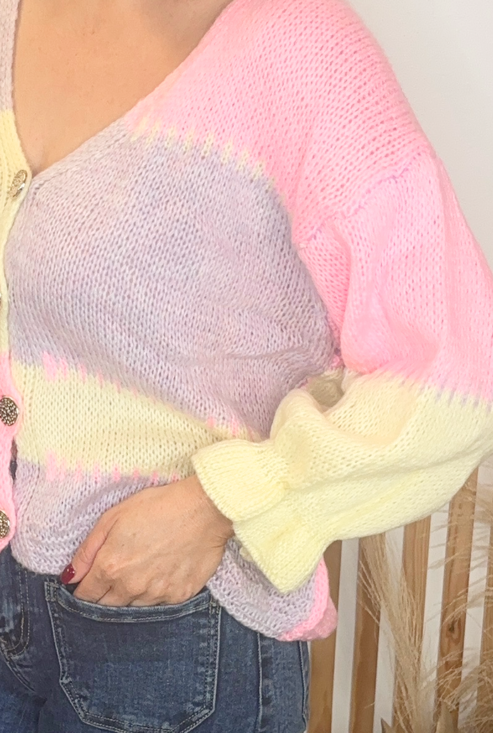 Pastel Contrasting Cardigan (Lilac)