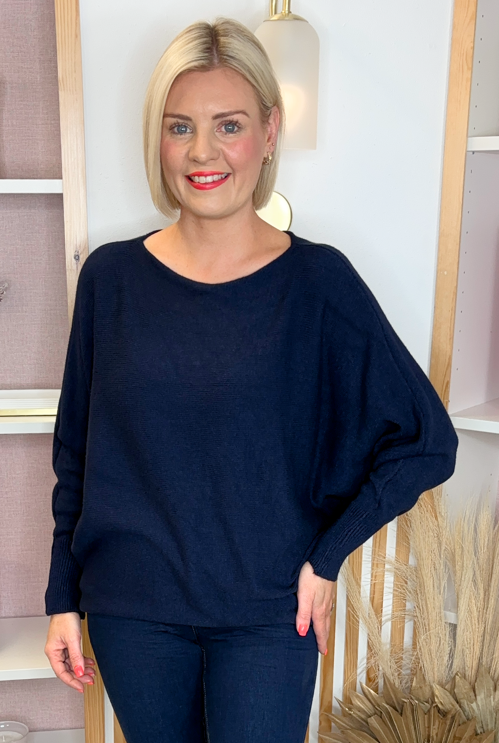 Pearl Batwing Jumper (Navy)