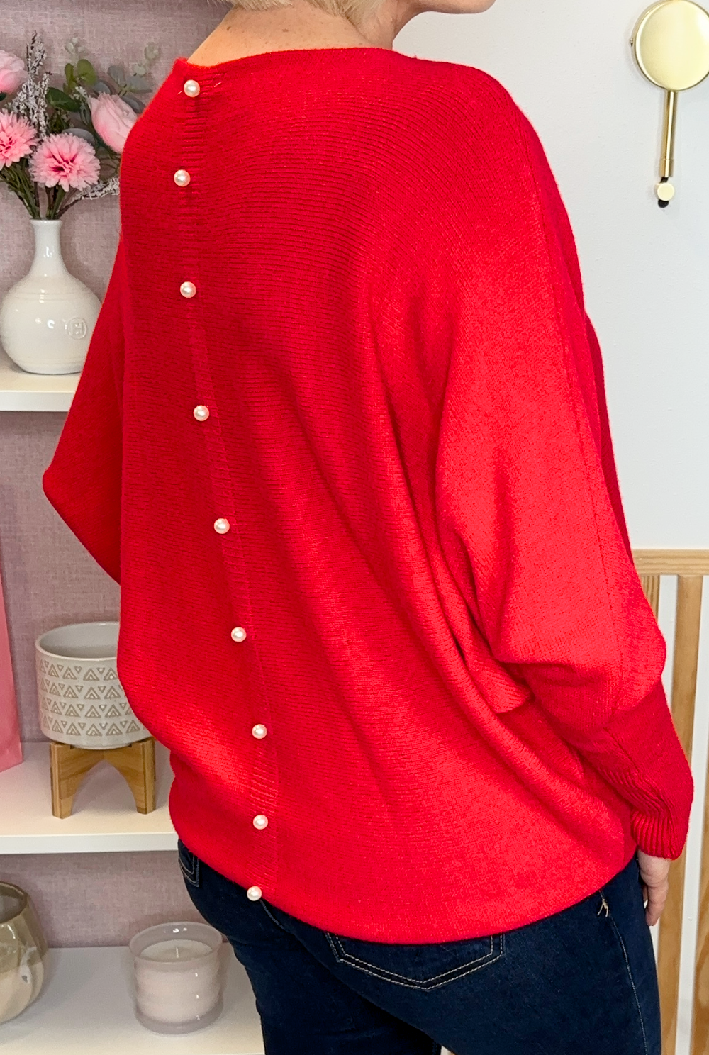 Pearl Batwing Jumper (Red)