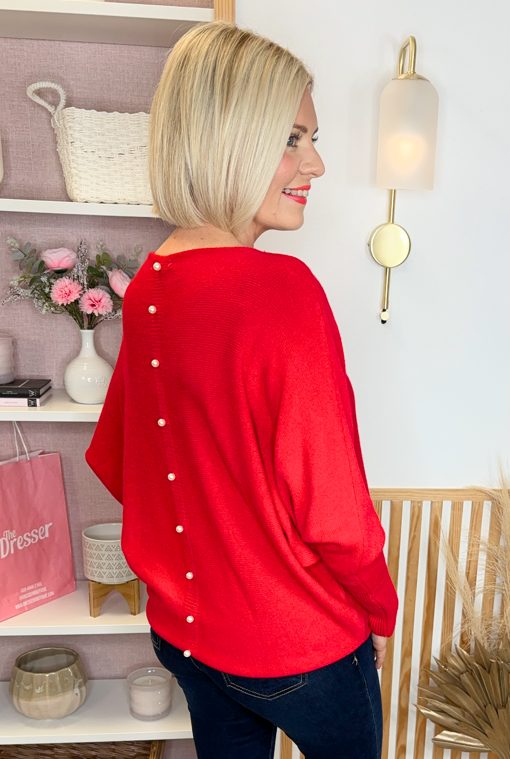 Pearl Batwing Jumper (Red)