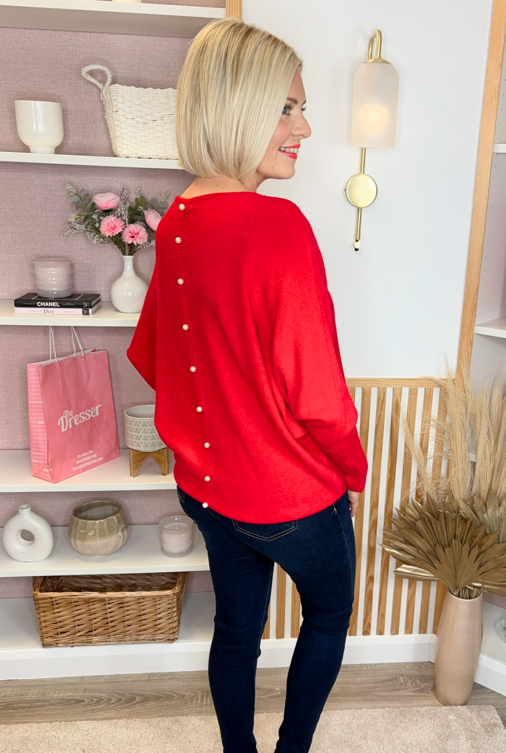 Pearl Batwing Jumper (Red)