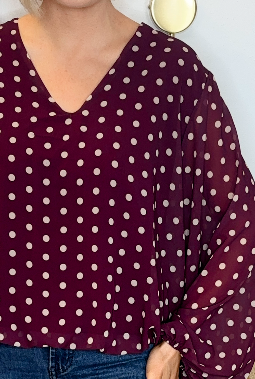 Polka Dot Blouse (Burgundy)
