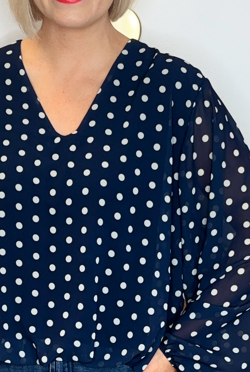 Polka Dot Blouse (Navy)