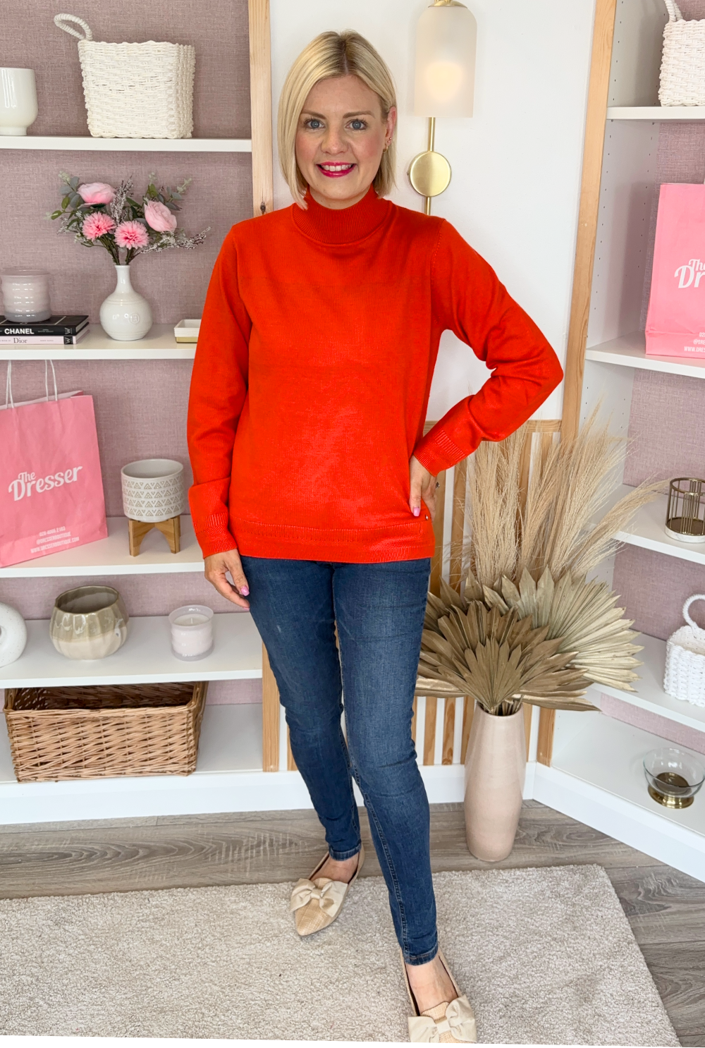 Polo Neck Jumper (Orange)