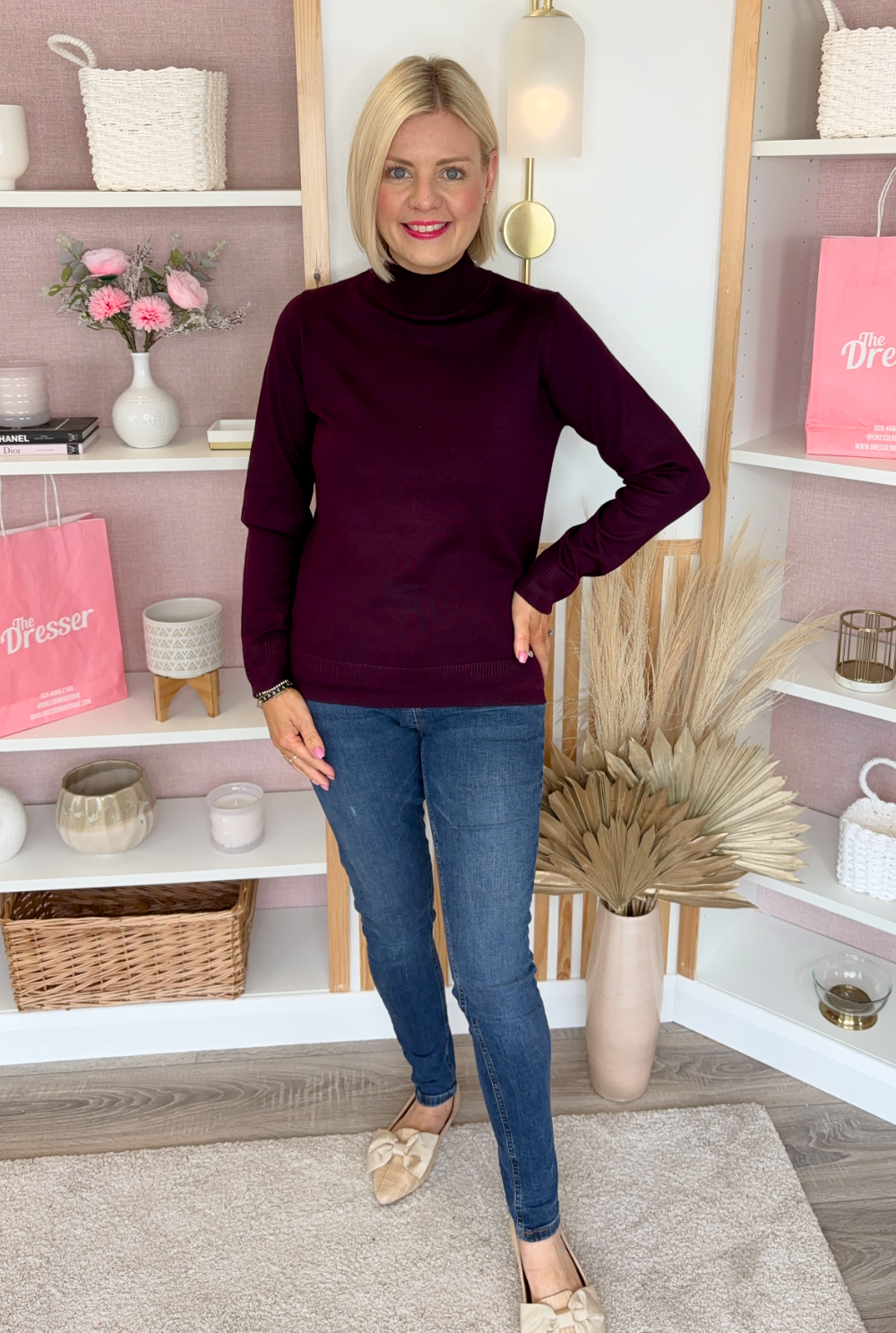 Polo Neck Jumper (Plum)