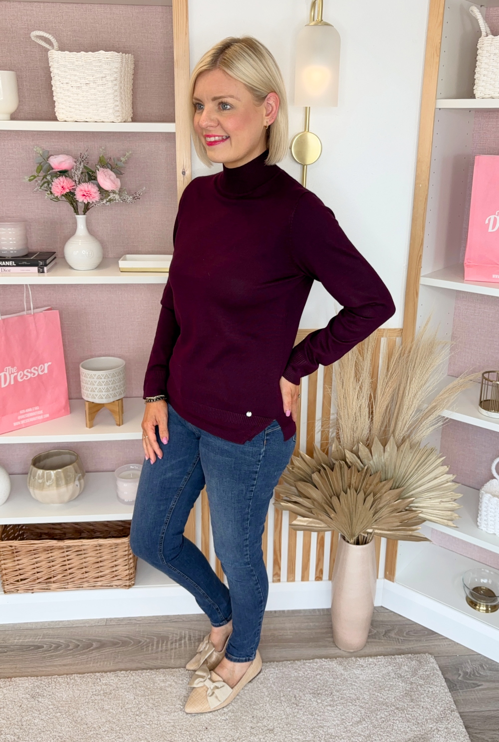 Polo Neck Jumper (Plum)