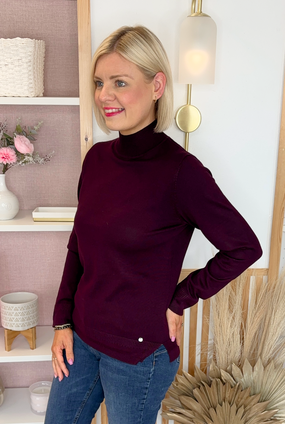 Polo Neck Jumper (Plum)