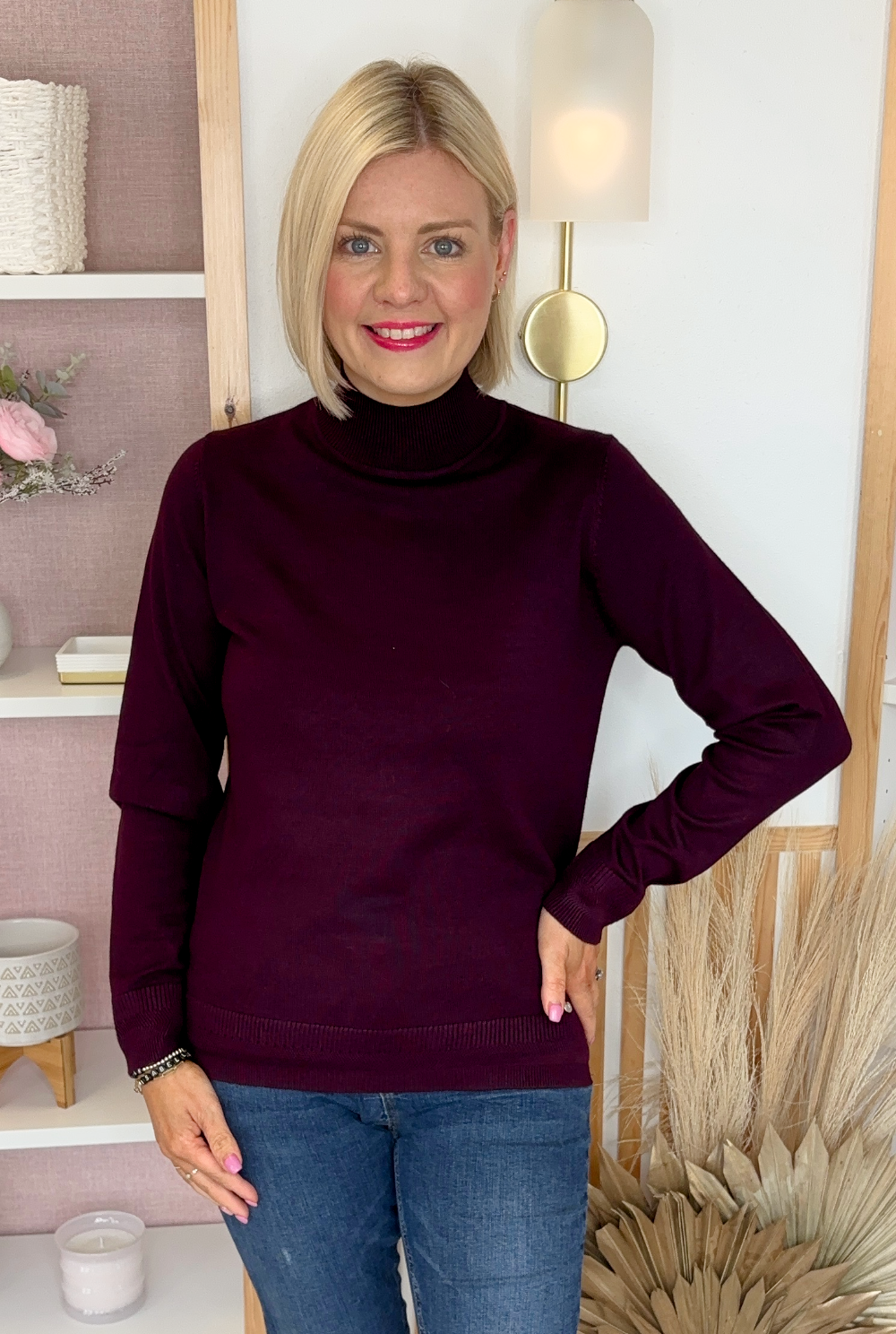 Polo Neck Jumper (Plum)