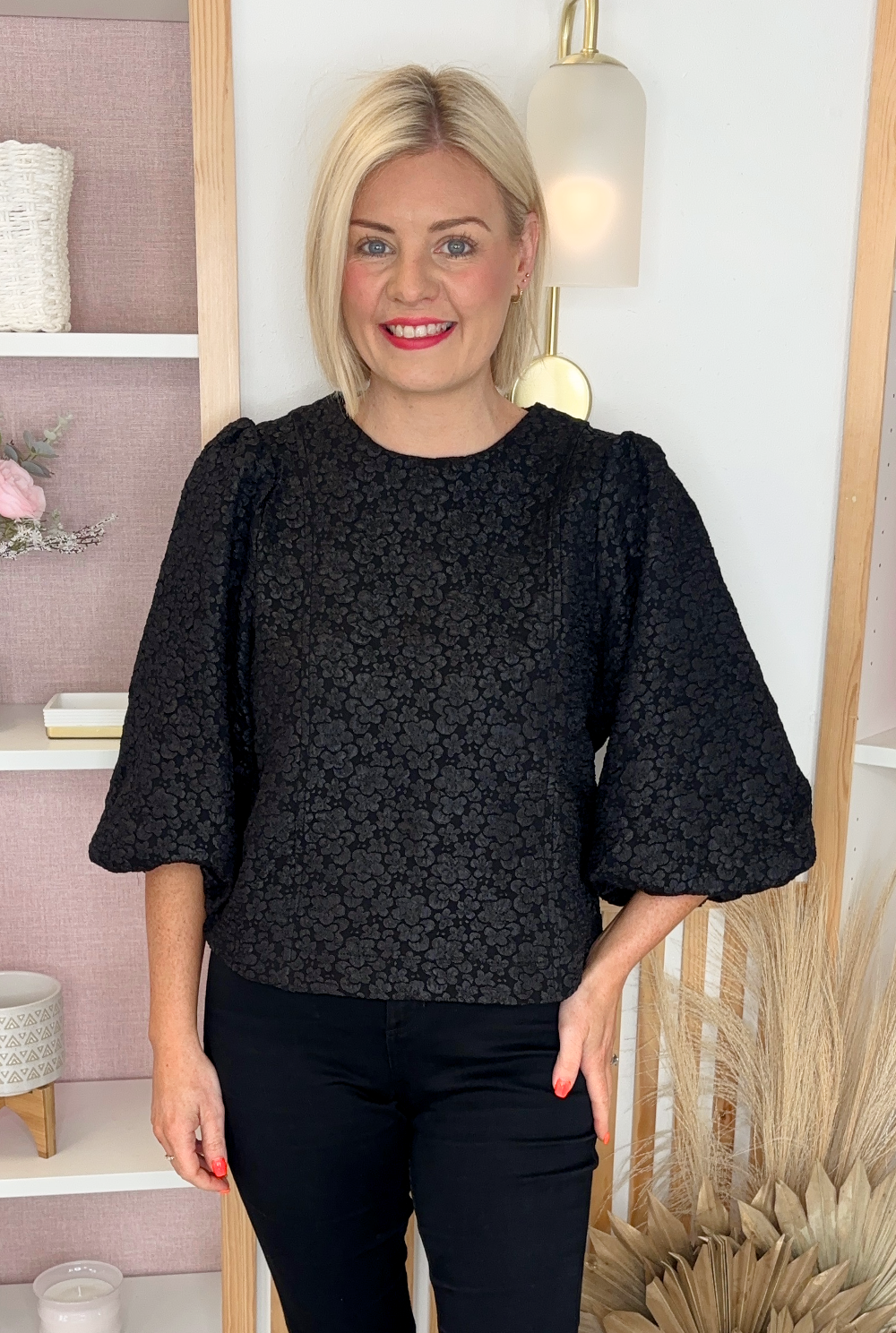 Puff Sleeve Blouse (Black)