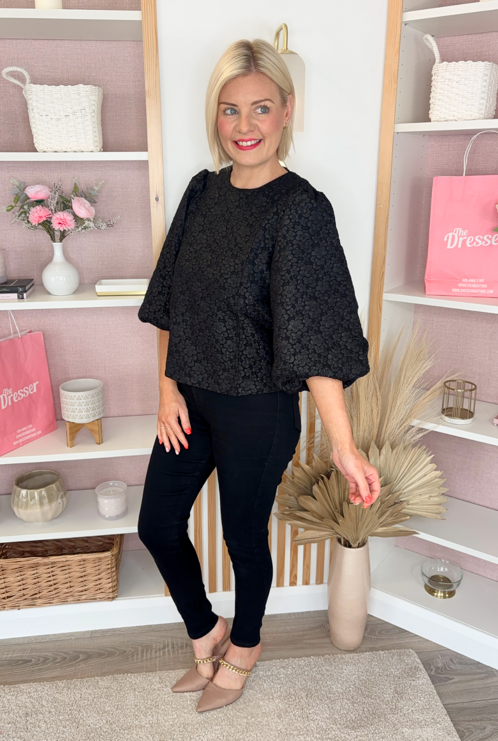 Puff Sleeve Blouse (Black)