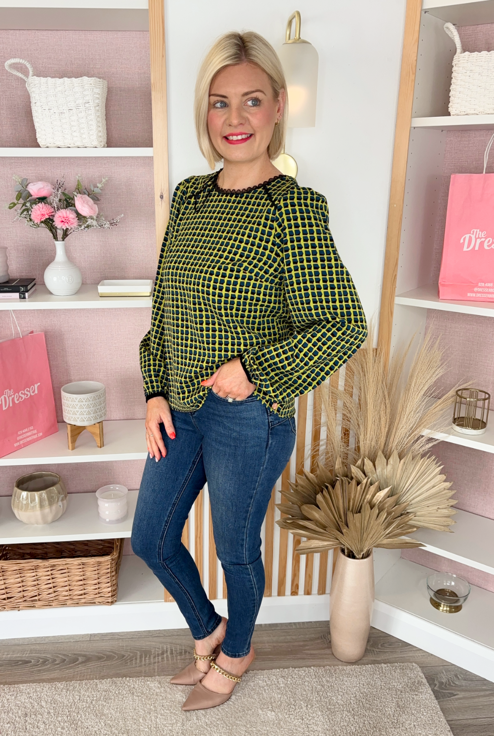 Sadie Printed Blouse (Lime)