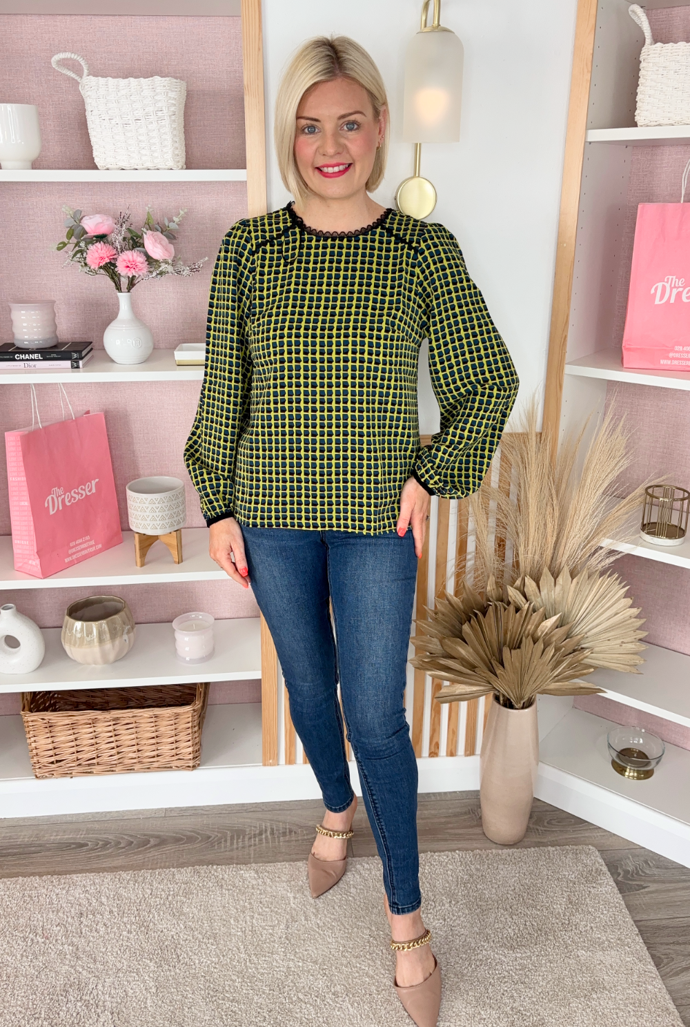 Sadie Printed Blouse (Lime)