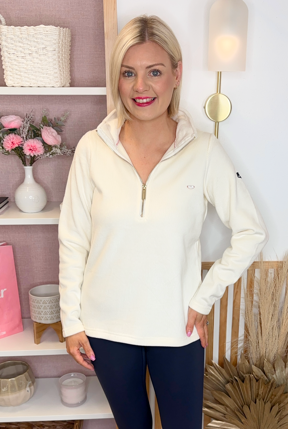 Relax & Renew Steph 1/2 Zip (Cream)