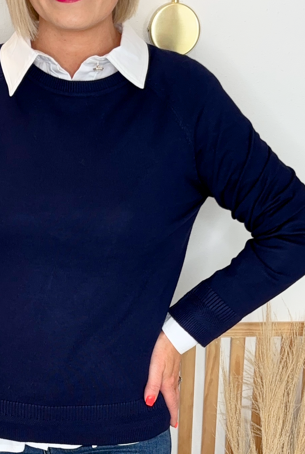 Round Neck Jumper (Navy)