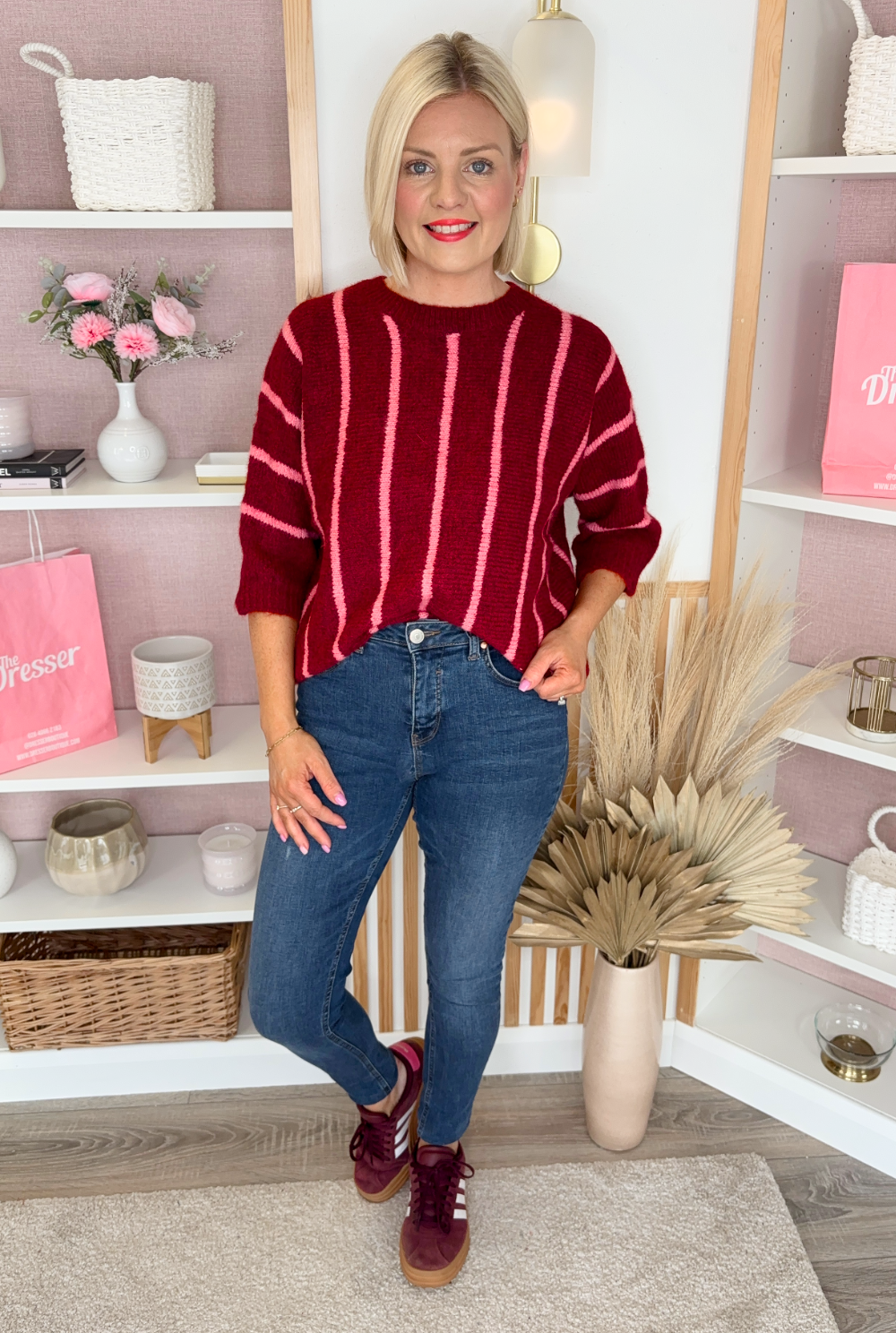 Sherry Half Sleeve Jumper (Burgundy)