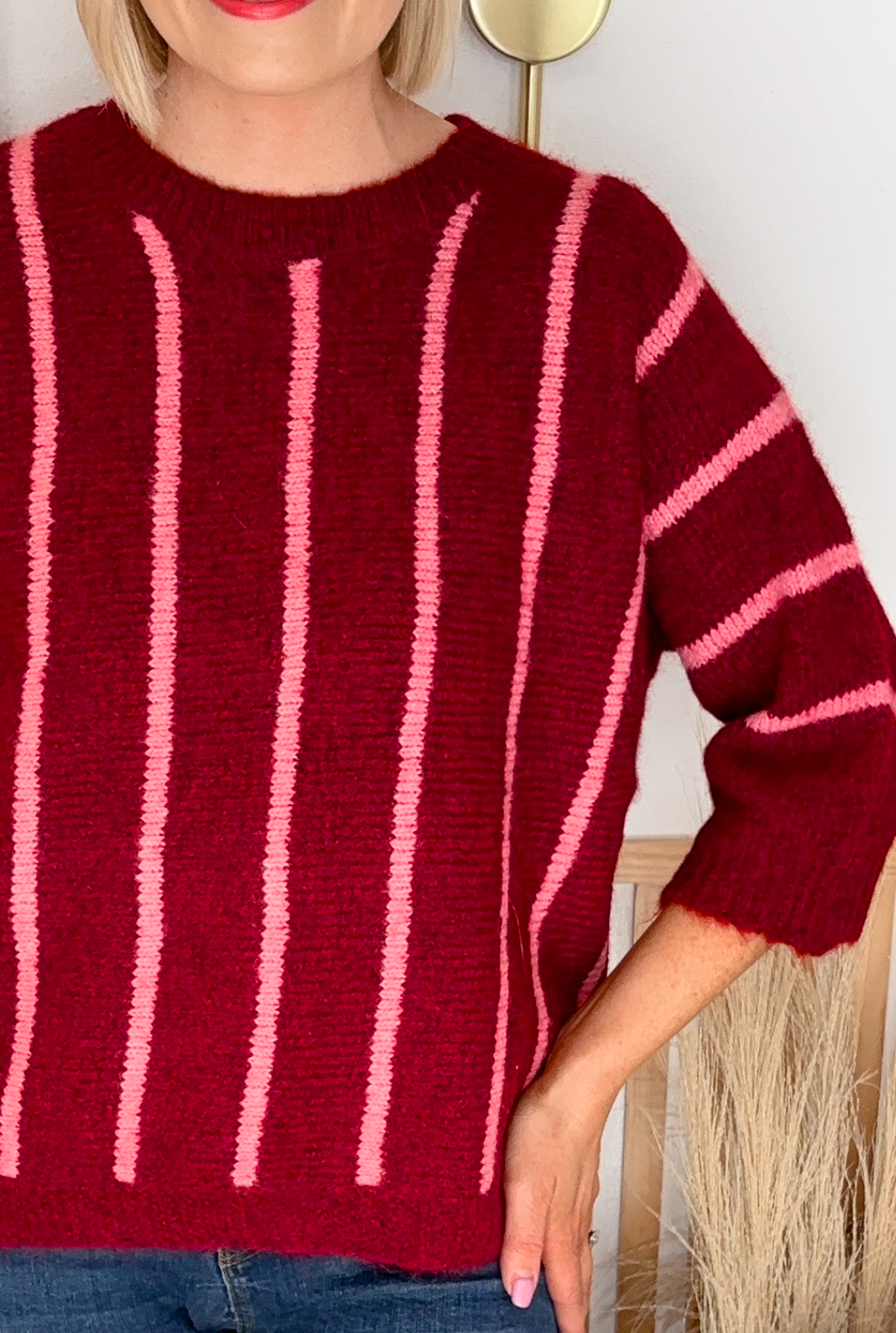 Sherry Half Sleeve Jumper (Burgundy)