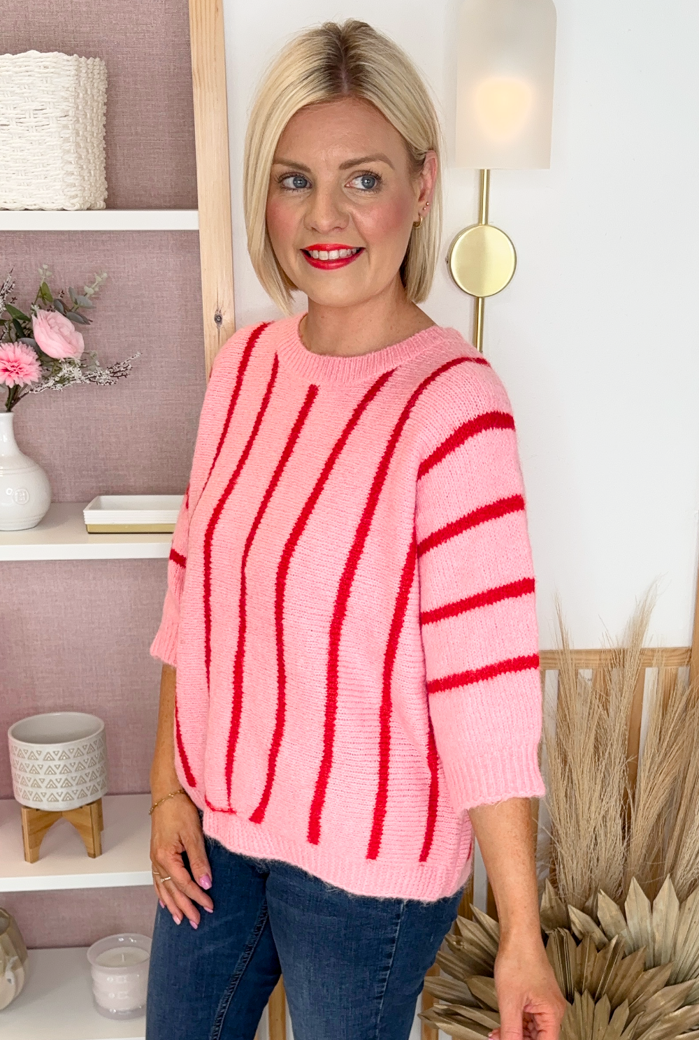 Sherry Half Sleeve Jumper (Pink)