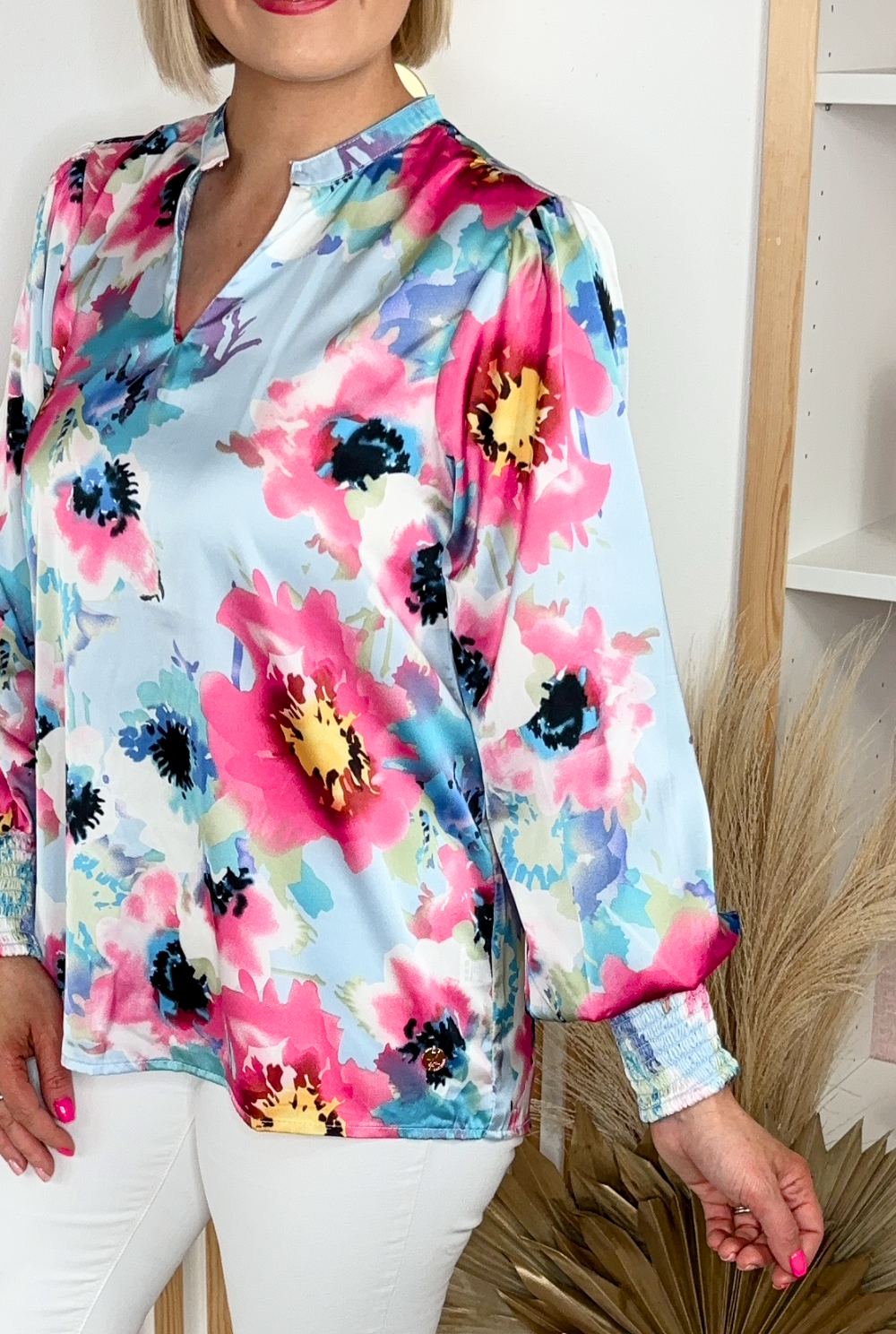 Sloan Floral Blouse (Blue)