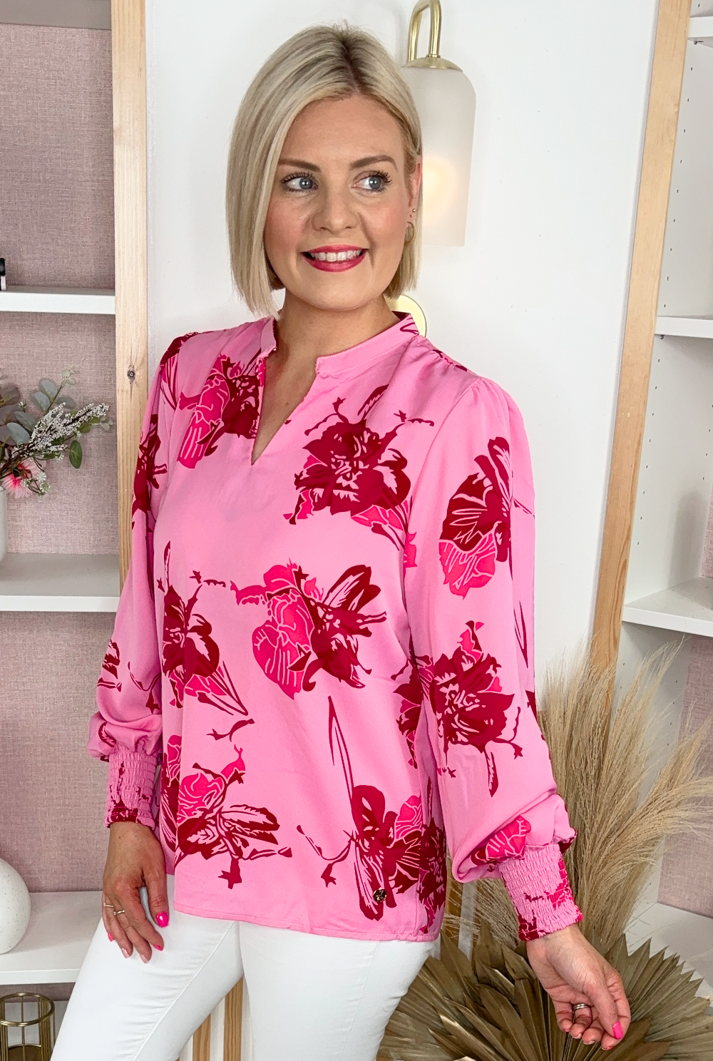 Sloan Floral Blouse (Pink)