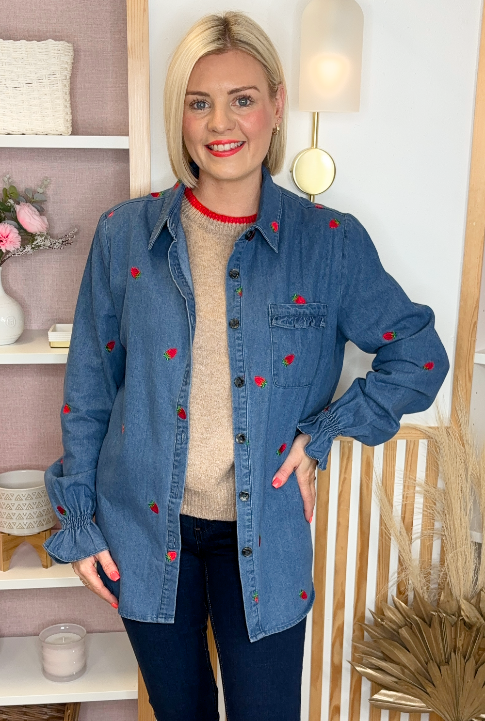 Strawberry Denim Shirt