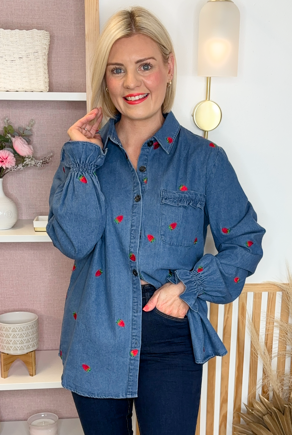 Strawberry Denim Shirt