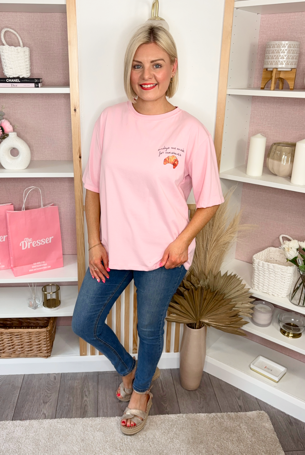 Sundays are for Croissants Tee (Pink)